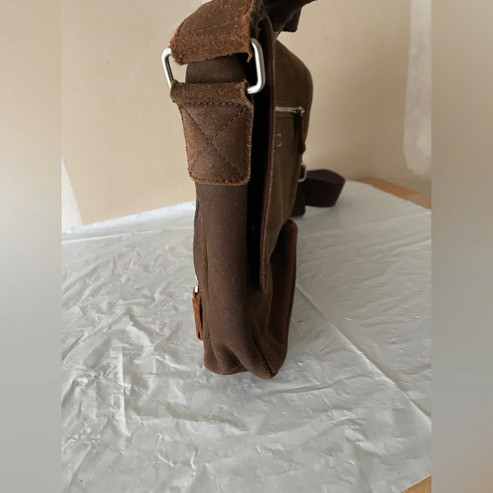 Leonhard Heyden Suede Brown Leather Messenger Bag